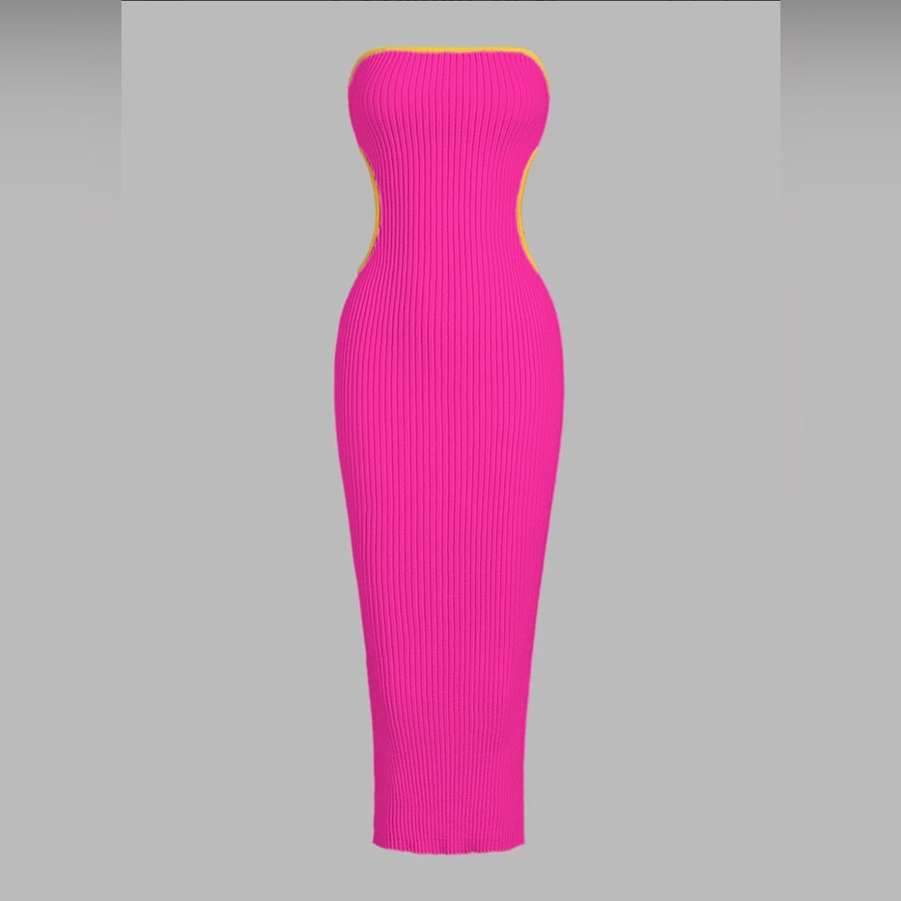 Barbie Pink strapless dress with cutouts